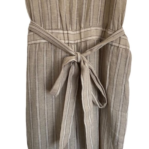 NWT Anthropologie Drew Khaki Striped
Jumpsuit Wide Leg Size Small Tie Waist - Picture 8 of 12